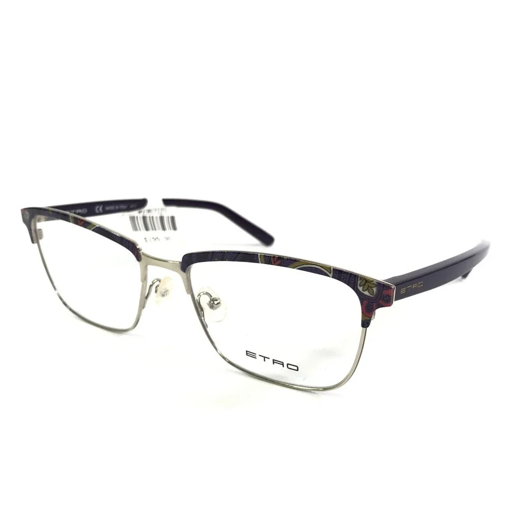 Etro Eyeglasses Frames ET2118 525 Purple Paisley Silver Cat Eye 54-17-140